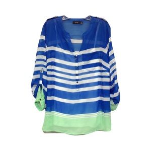 Apt 9 Womens Sheer Stripe Roll Tab Sleeve Blouse Built In Camisole Size 0X